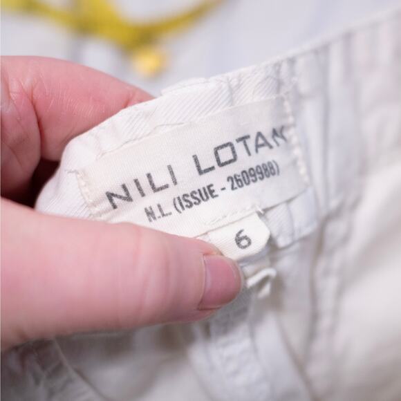 Nili Lotan East Hampton Pant Eggshell Raw Hem Cropped Slouchy SZ 6 - Picture 5 of 6